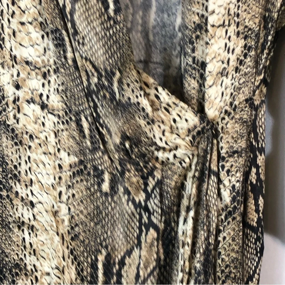 ZARA FLOWING V-NECK SNAKESKIN PRINT LONG SHIRT DRESS | Size Small - Picture 10 of 16